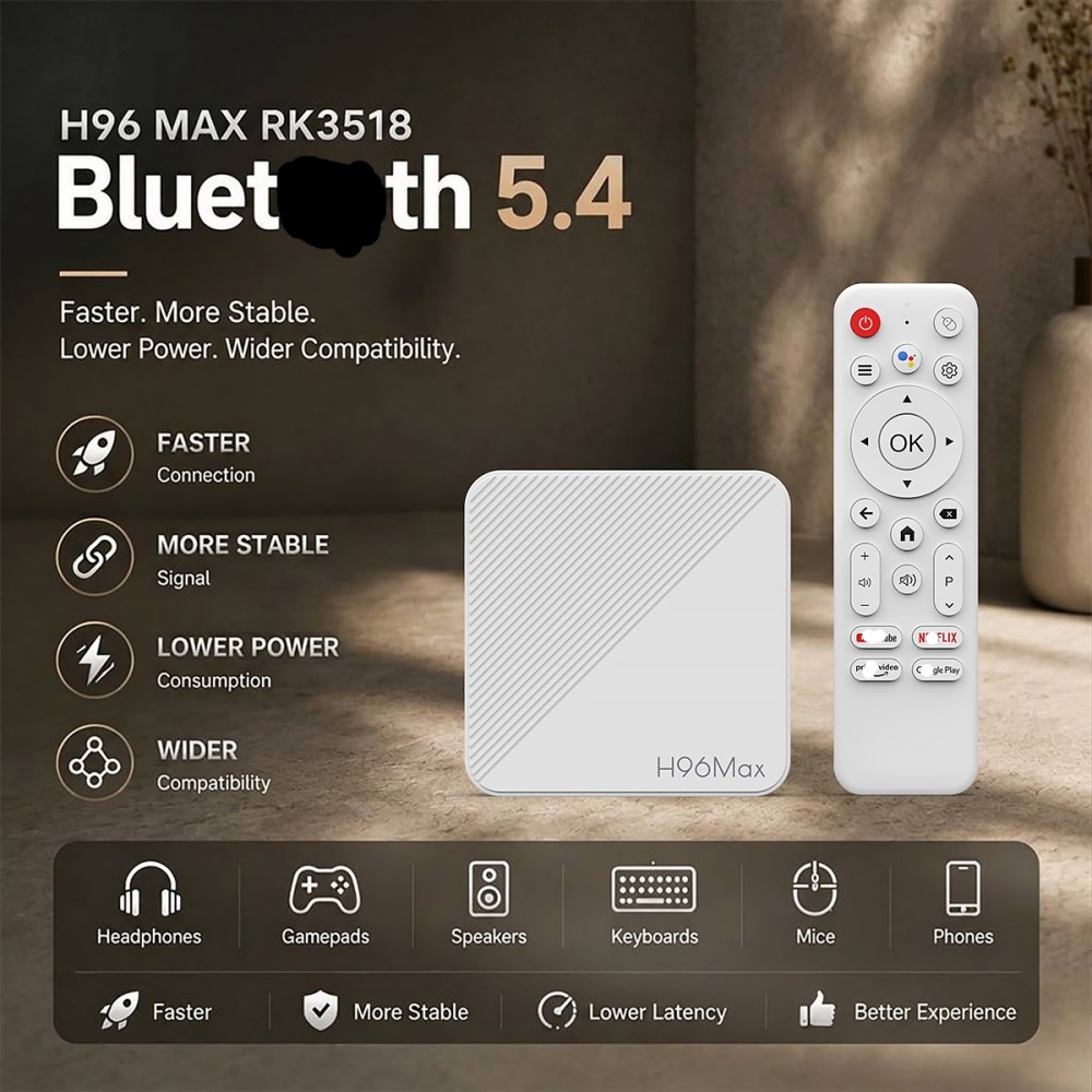 H96Max RK3518B Android 14 TV Box Quad Core WiFi6 BT5.4 BT Voice Set Top Box Rockchip Rk3518 H.265 - view 8