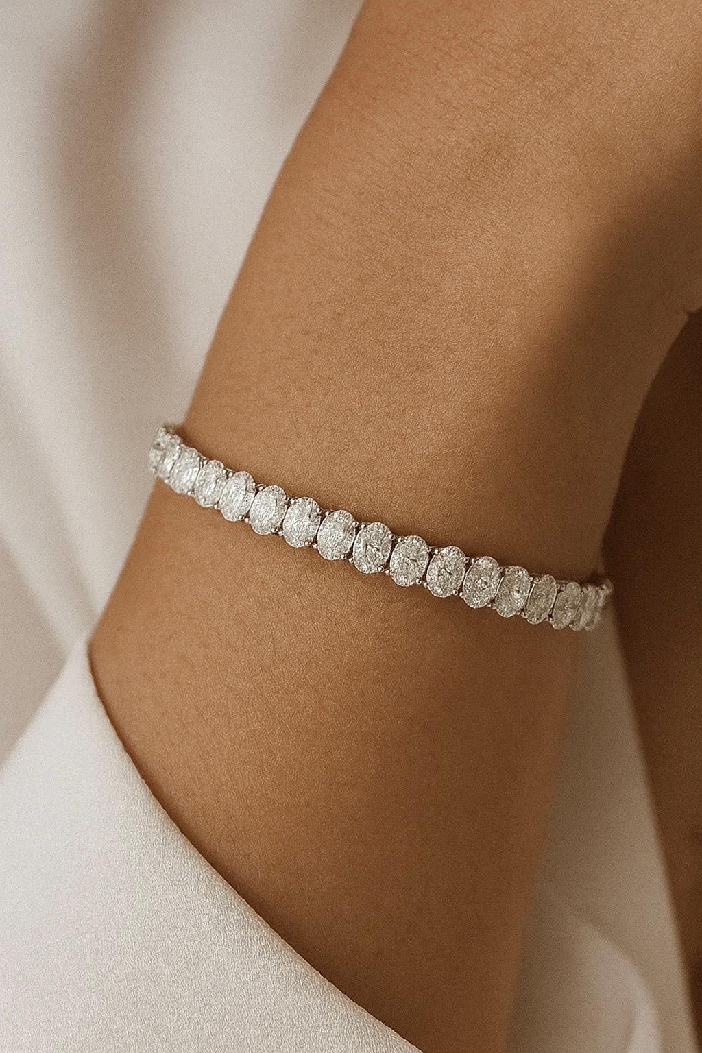 VOAINO 18K 14K 9K Gold Oval Cutting Custom Solid Gold Lab Grown Made HPHT Diamond Tennis Bracelets - view 4