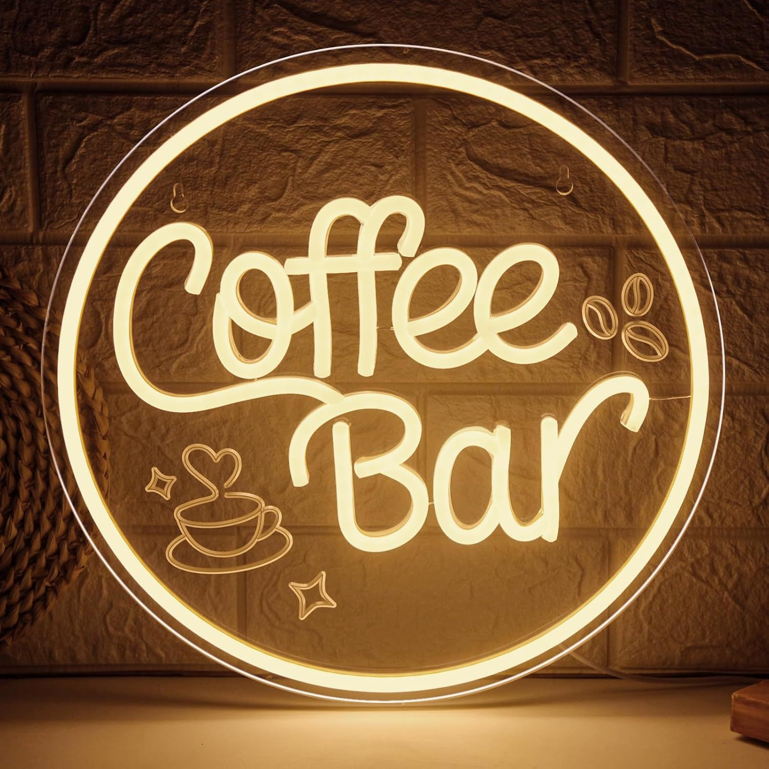 Acrylic Neon Signs, OPEN Business Sign, Coffee Cup, Coffee Bar, Bullhead Rodeo Themed Decor Lights, Wall Neon Ornaments for Shops Cafes Bars Ambiance  - view 4