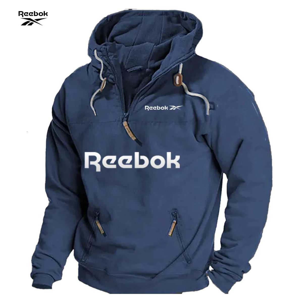 Sweatshirt Reebok Men's Spring/Autumn Hooded Retro Sports Style Loose Casual Top Solid Color with Multiple Zippers Design L260803 - view 5