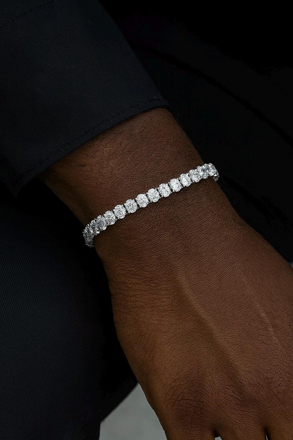 VOAINO 18K 14K 9K Gold Oval Cutting Custom Solid Gold Lab Grown Made HPHT Diamond Tennis Bracelets - view 3