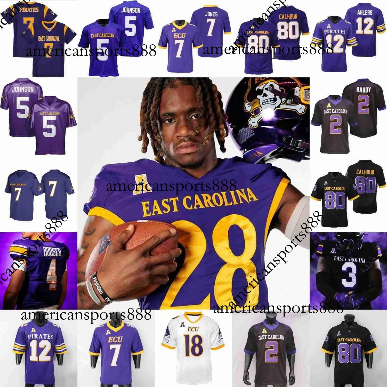 East Carolina Pirates ECU Maglia Da Calcio College Katin Houser Brock Spalding …