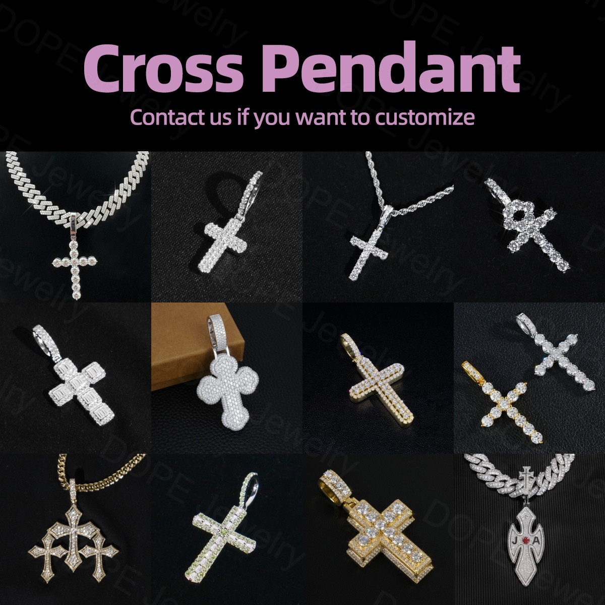 Hiphop Moissanite Pendant Cross Charm Baguette Cut 925 Silver Vvs Iced Out Custom Moissanite Pendant - view 5