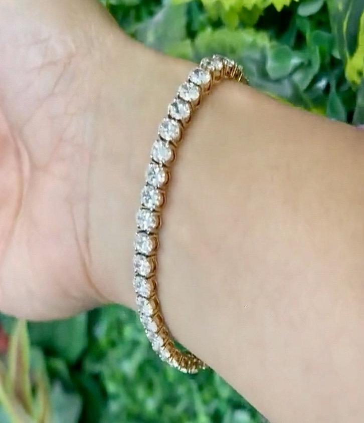 VOAINO 18K 14K 9K Gold Oval Cutting Custom Solid Gold Lab Grown Made HPHT Diamond Tennis Bracelets - view 5