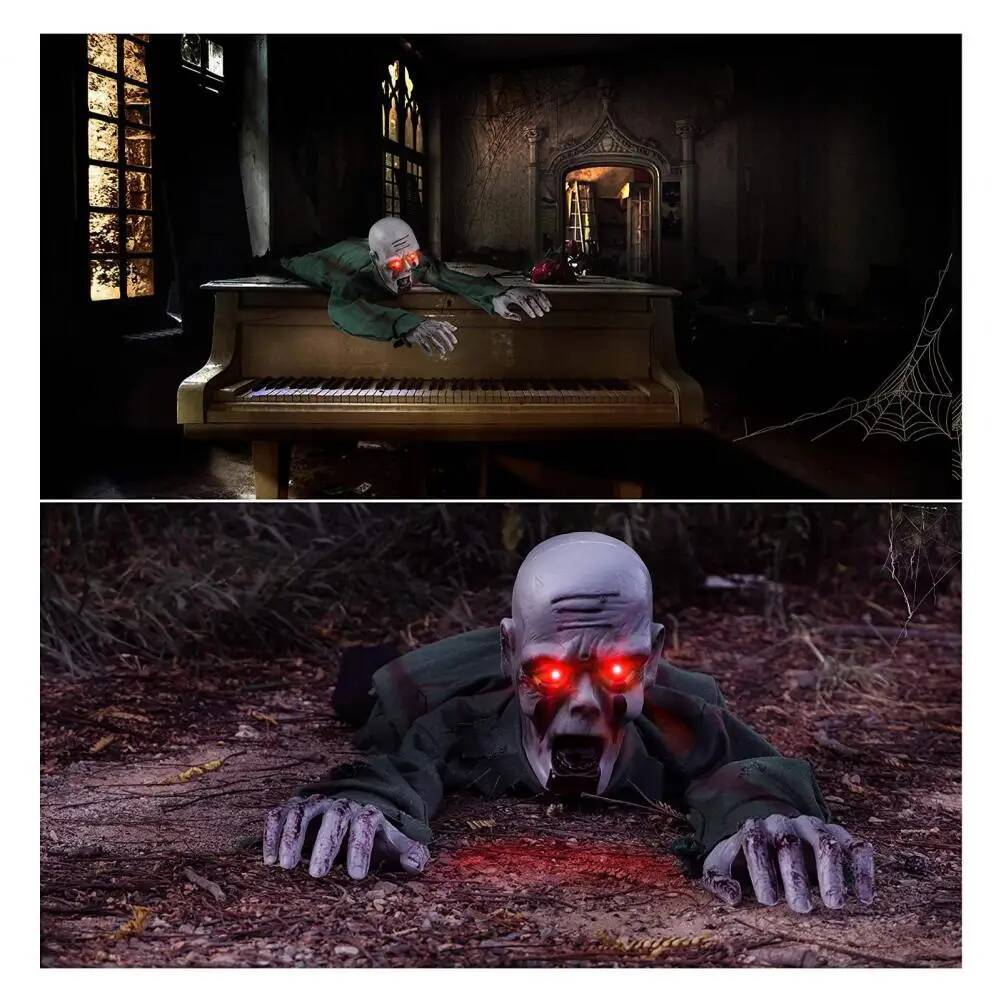 Foldable Figure Spooky Halloween Crawling Ghost Decoration with Sound Glowing Eyes Realistic Electric for Haunted J260804 - view 3
