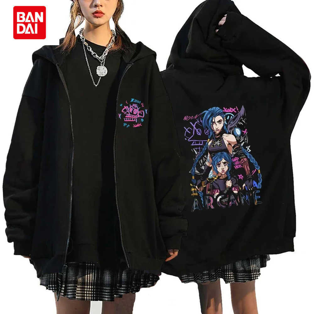Bandai Arcane Jinx Zip Up Jackets Monkey Doll Rabbit Graffiti Grunge Style Hoodies Black Anime Sweatshirts Streetwear Unisex Clothing L260805IN57 - view 7