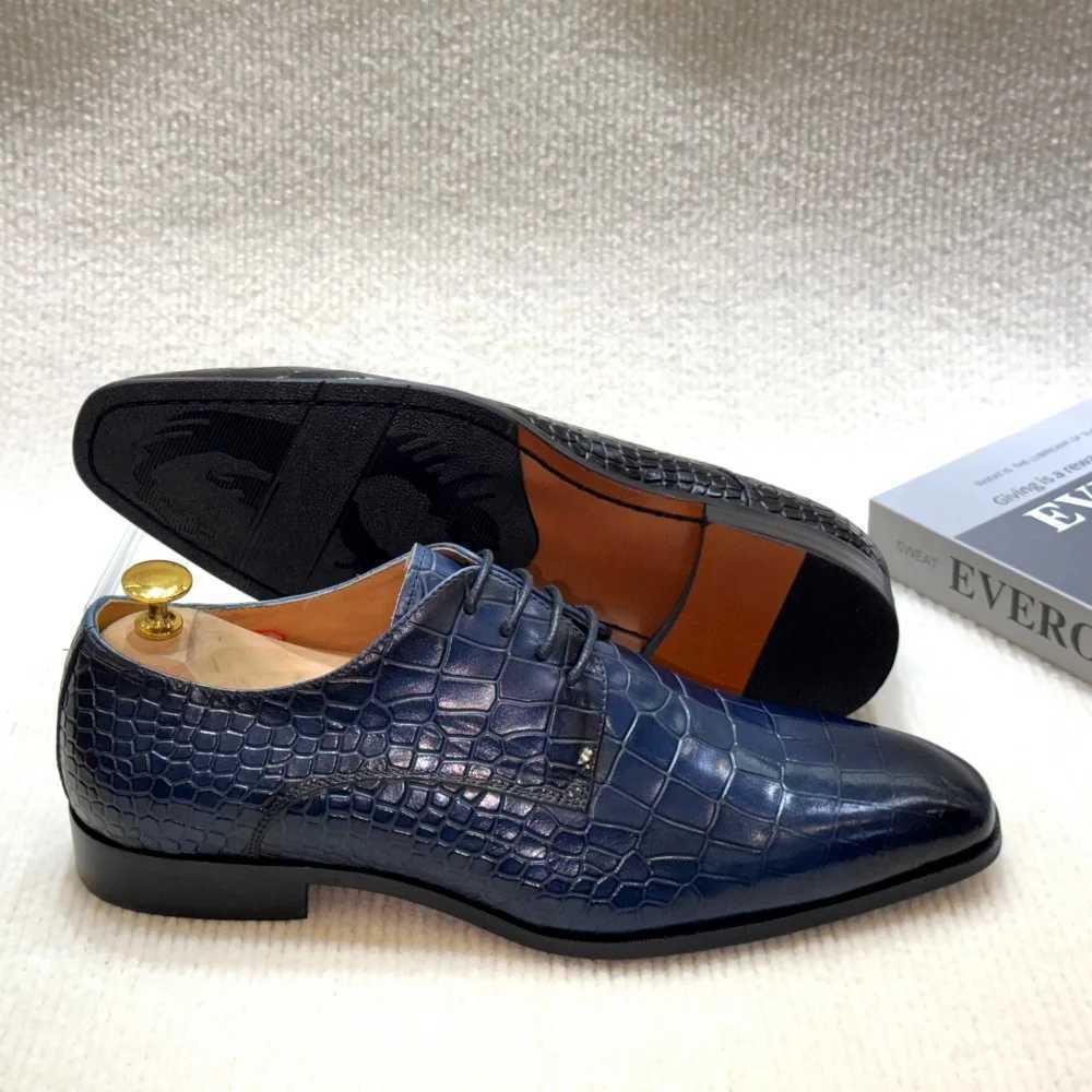 Genuine Derby Shoes Lace-Up Men's Cowhide Pattern Oxford Office Formal Wedding Party Shoes H260805 - view 3