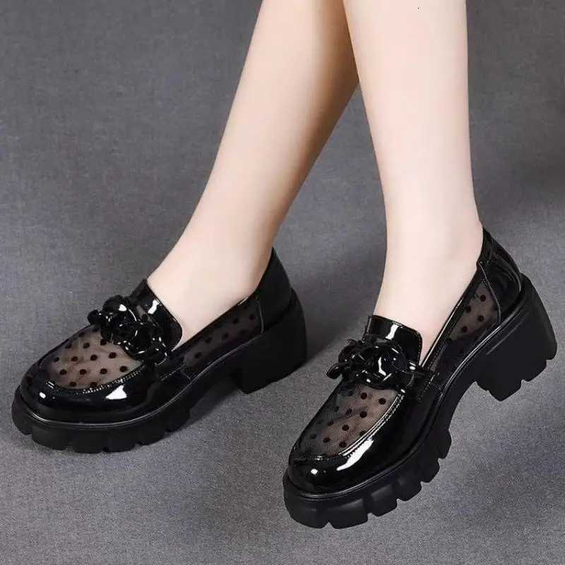 Breathable Women's Loafers | Cut-out Platform Chunky Sole Height Boost | Bow Design for Commute Slimming Effec H260805 - view 4