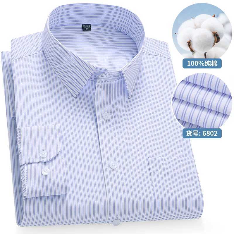 High Quality 100% Cotton Men's Shirts Long Sleeve Slim Fit Business Formal Striped Shirt Social Male Clothing Plus Size 8XL 7XL Z260805