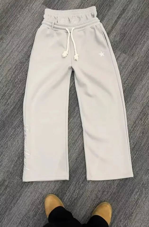 Y2K American New Harajuku Vintage Loose Double Waist Sweatpants Men Streetwear Hip Hop Popular Letters Embroidered Casual Pants - view 4