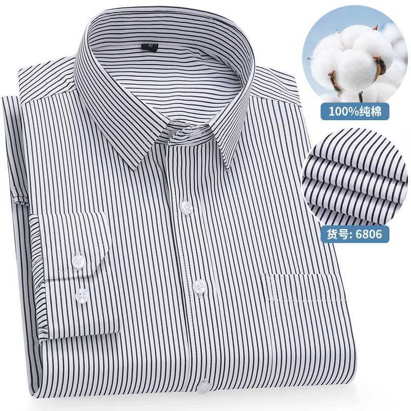 High Quality 100% Cotton Men's Shirts Long Sleeve Slim Fit Business Formal Striped Shirt Social Male Clothing Plus Size 8XL 7XL Z260805