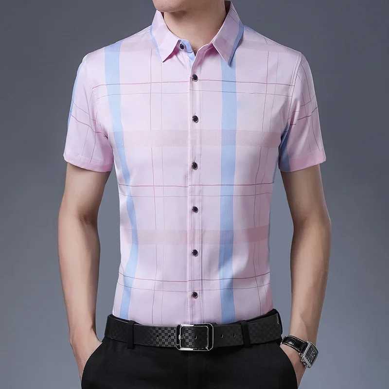 New Men's Casual Printed Short Sleeved Lapel Shirt for Summer Fashion Comfort No Ironing Wrinkle Resistant Top Z260805
