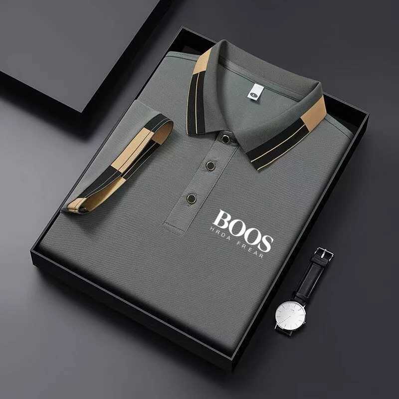 Men'S New Embroidered Short Sleeved Striped Grid Polo Shirt Business Casual Fashionable Breathable Clothing Youthful Fashion Z260805