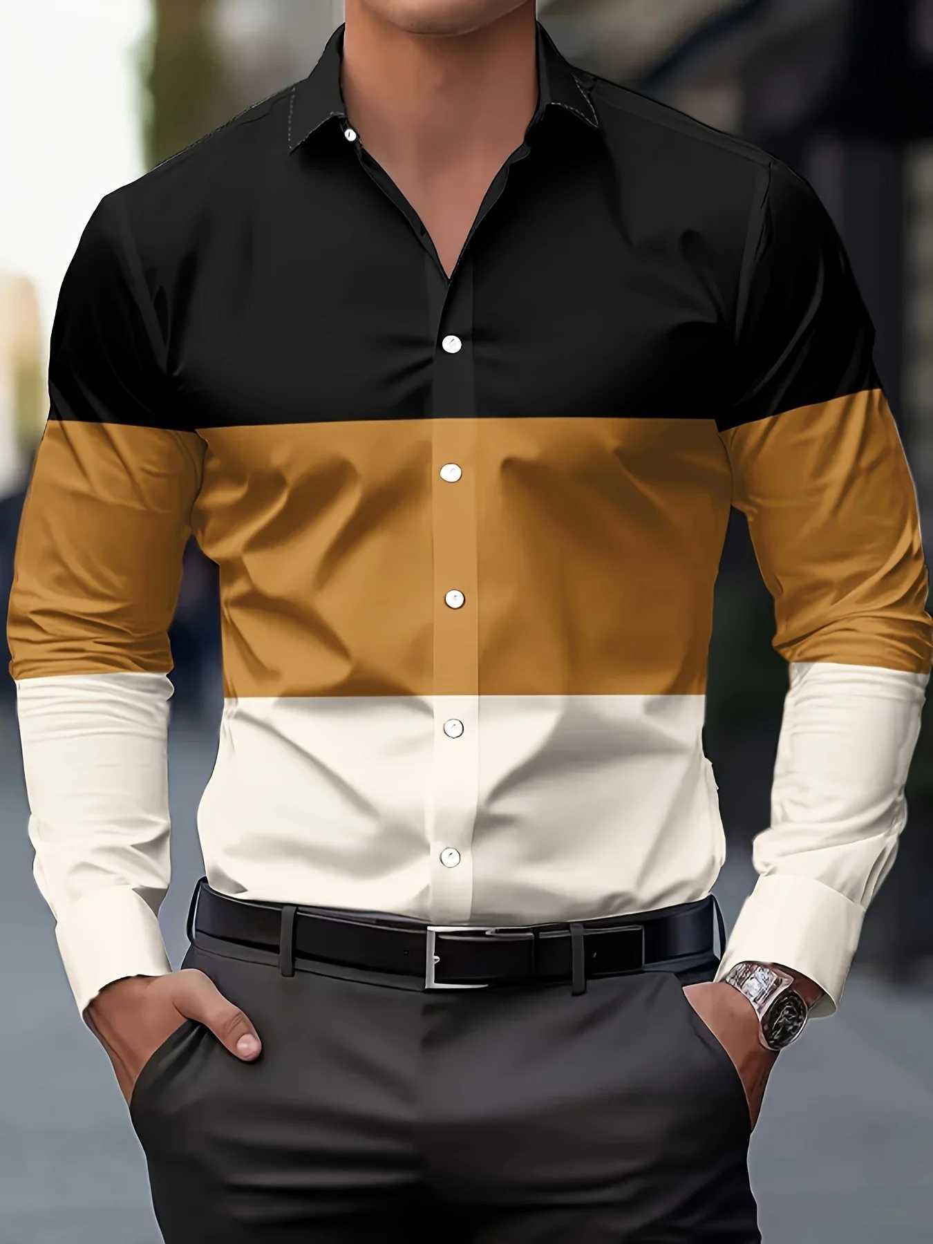 Men's Business Casual Shirt-Button-Up Long Sleeve Formal Everyday Office Shirt Horizontal Stripes -Seasonal Fashion Z260805 - view 5