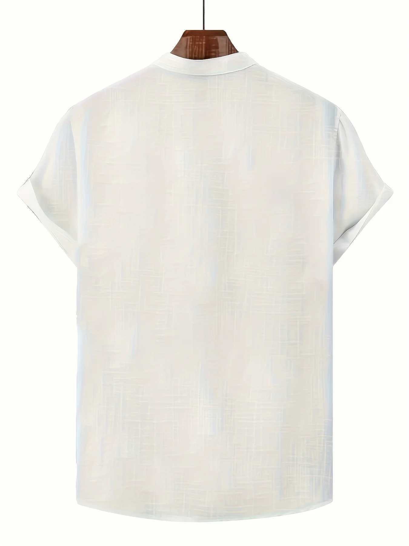 Fashionable High-Quality 100% Pure Cotton Solid Color Shirt with Pocket Design Contrasting Color Simple Style Men's Stand-Up Collar Z260805 - view 3
