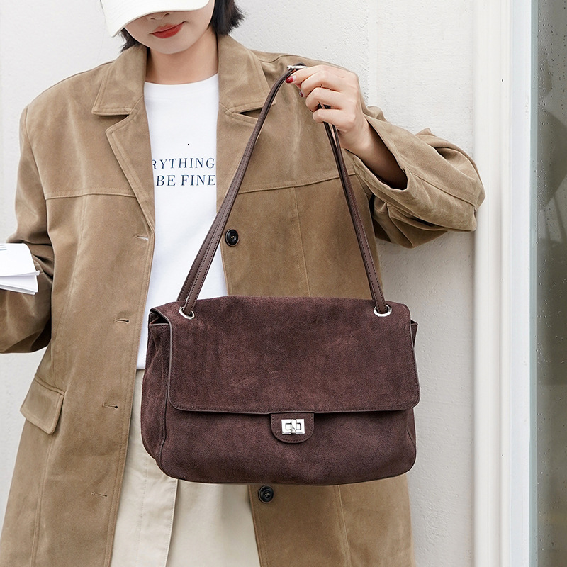 Matte suede messenger high-end crossbody fashionable and casual underarm bag, large-capacity shoulder tote bag for cross-border use - view 4