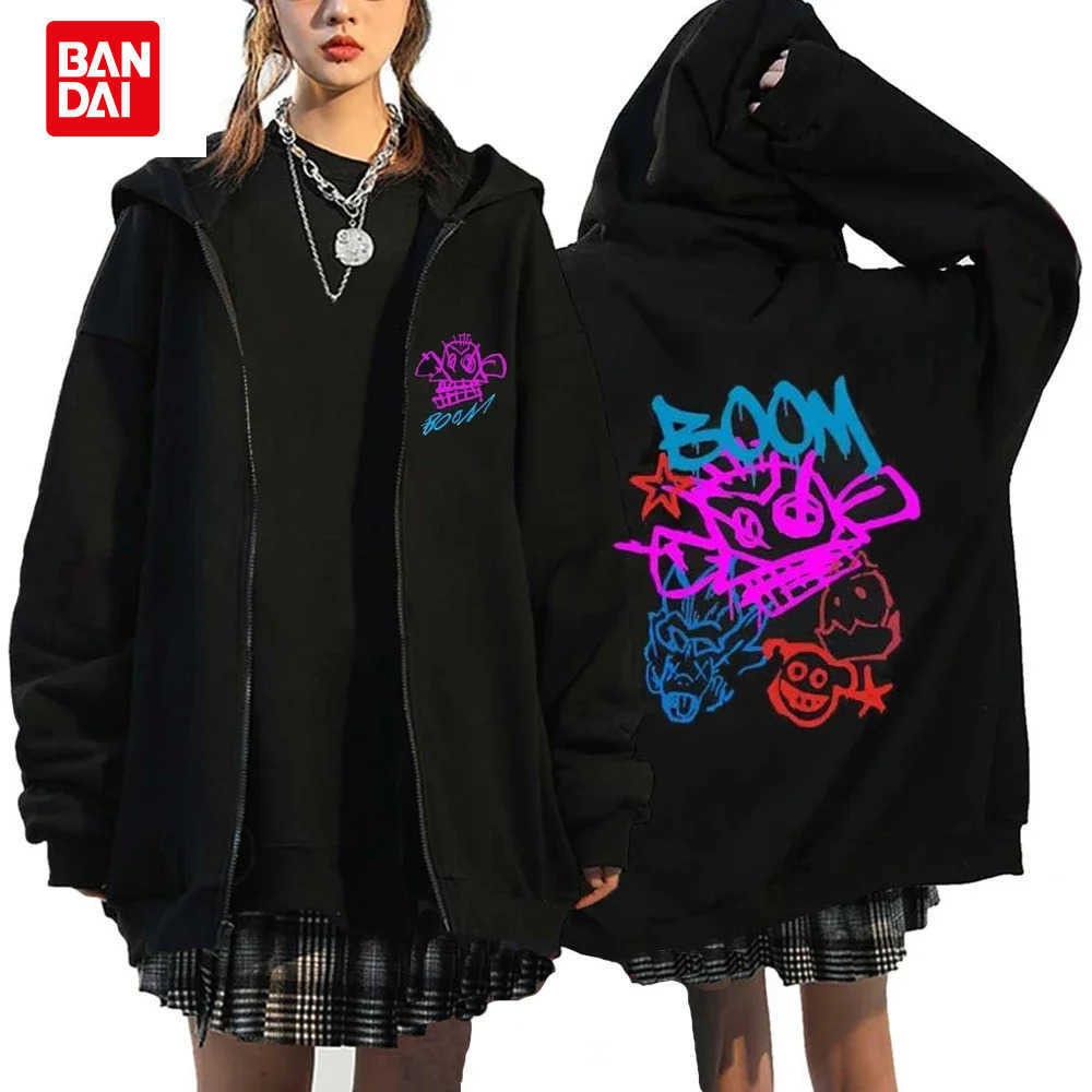 Bandai Arcane Jinx Zip Up Jackets Monkey Doll Rabbit Graffiti Grunge Style Hoodies Black Anime Sweatshirts Streetwear Unisex Clothing L260805IN57 - view 4