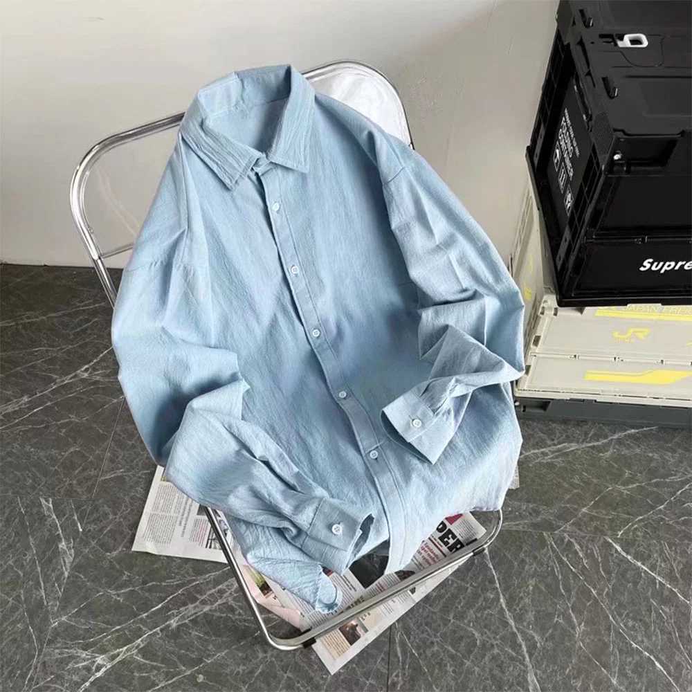 Men's Loose Shirts Casual Multi Colors Cotton Linen Cool Summer Breathable Harajuku Male Baggy Shirt for Men Button Up Z260805