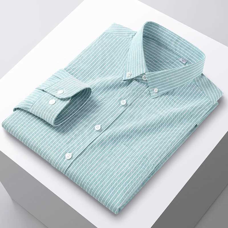 100% Cotton Men's Oxford Shirts Spring Autumn Long Sleeve Basic Casual Solid Striped Button Down Social Business Formal Plus 5XL Z260805