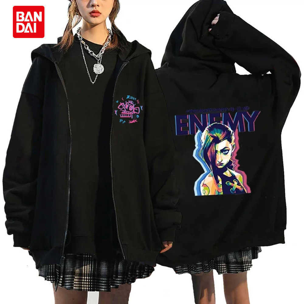 Bandai Arcane Jinx Zip Up Jackets Monkey Doll Rabbit Graffiti Grunge Style Hoodies Black Anime Sweatshirts Streetwear Unisex Clothing L260805IN57 - view 6