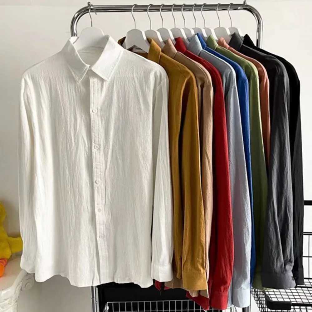 Men's Loose Shirts Casual Multi Colors Cotton Linen Cool Summer Breathable Harajuku Male Baggy Shirt for Men Button Up Z260805