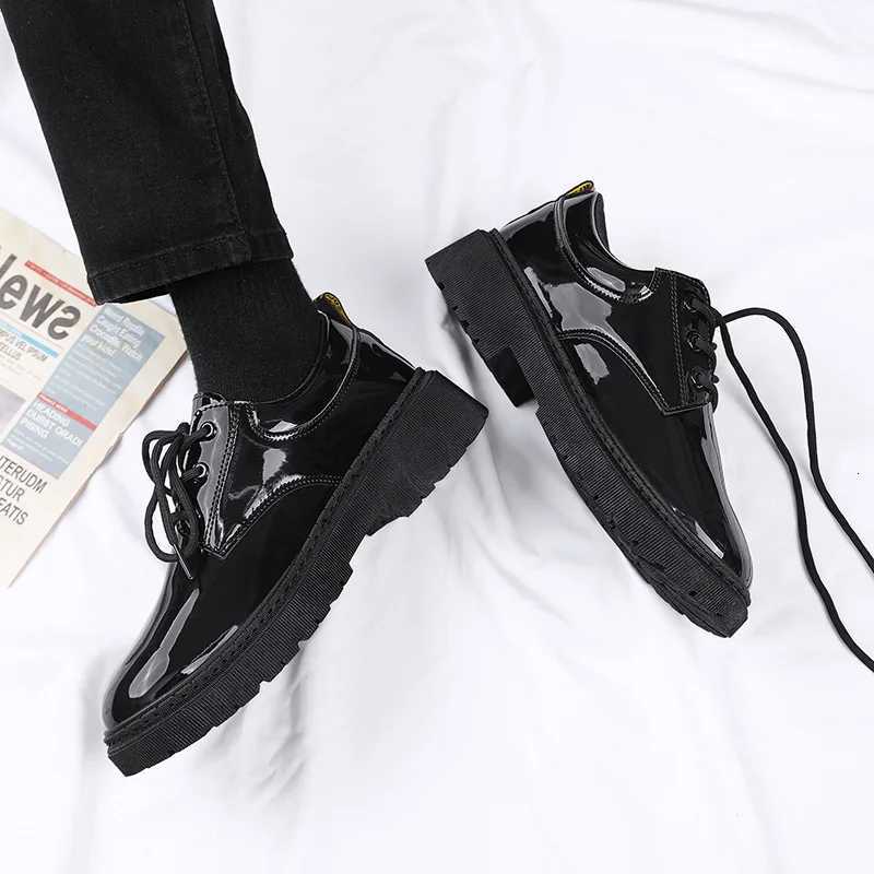 Designer 2024 Spring Autumn New Men's Dress Shoes Fashion Business Formal Bright Face Patent Leather Black Derby Shoes for Men H260805 - view 7