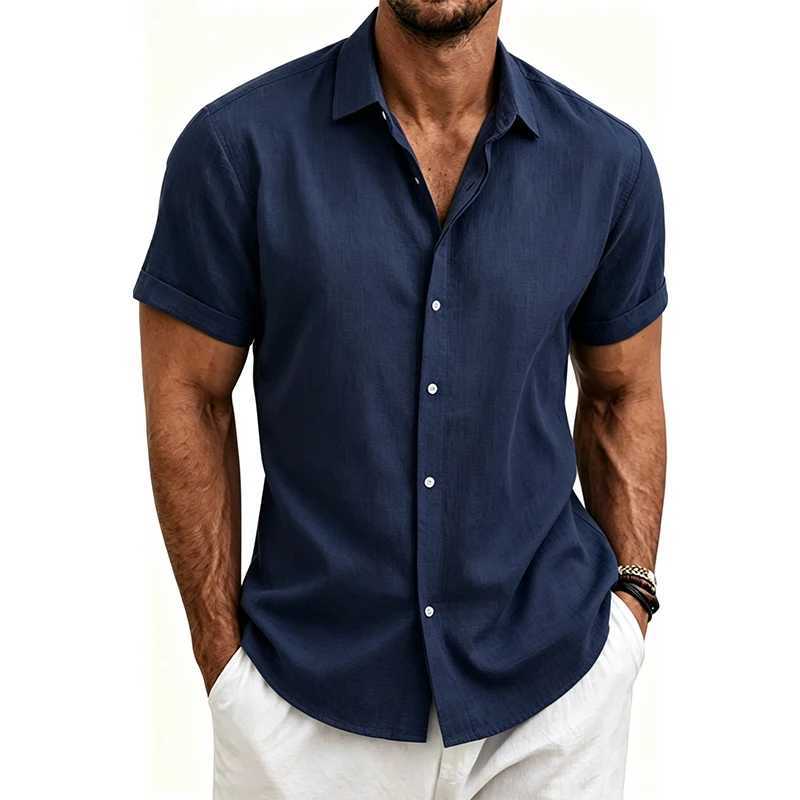 2026 Cotton Linen Shirts for Men Casual Shirts Lightweight Short Sleeve Henley Beach Shirts Fashion Hawaiian T Shirts for Men Z260805 - view 4