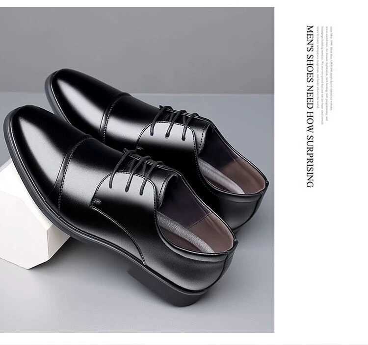 Shoes New Men's Leather Oxford Lace Up Casual Shoes Non-slip Formal Dress Footwear Outdoor Business Shoes Leisure Walk Sneakers H260805 - view 6