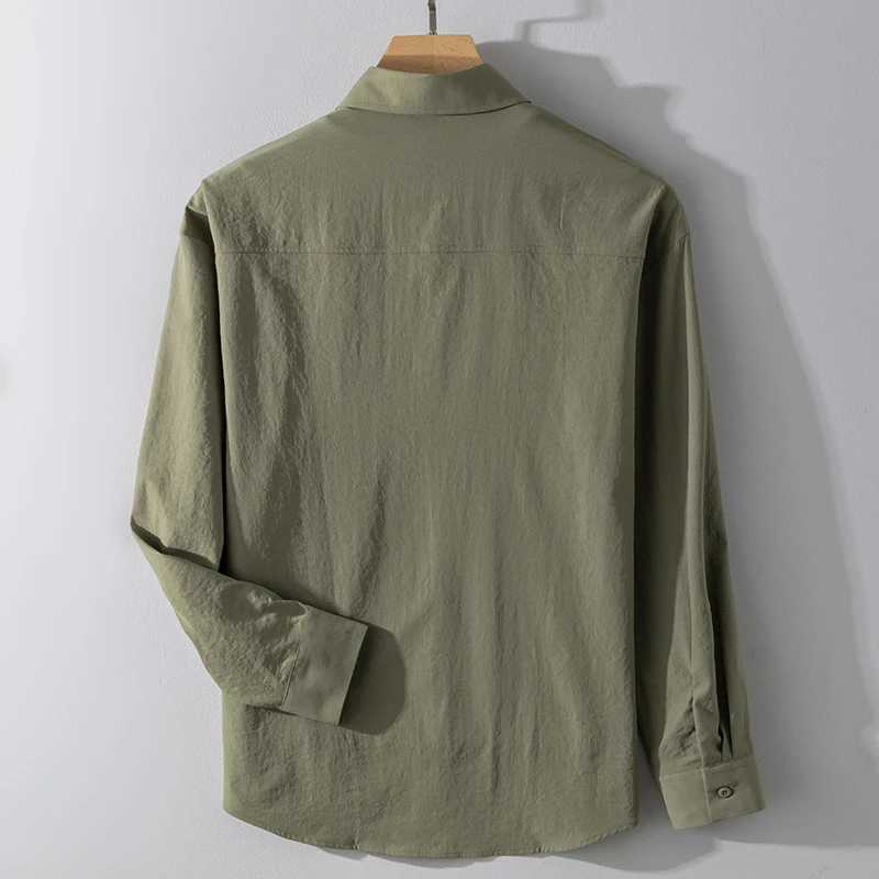 Autumn Solid Color Long-sleeved Shirt Men's Loose Soft Comfort Office Business Casual Korean Fashion Shirts White Black Green Z260805 - view 6