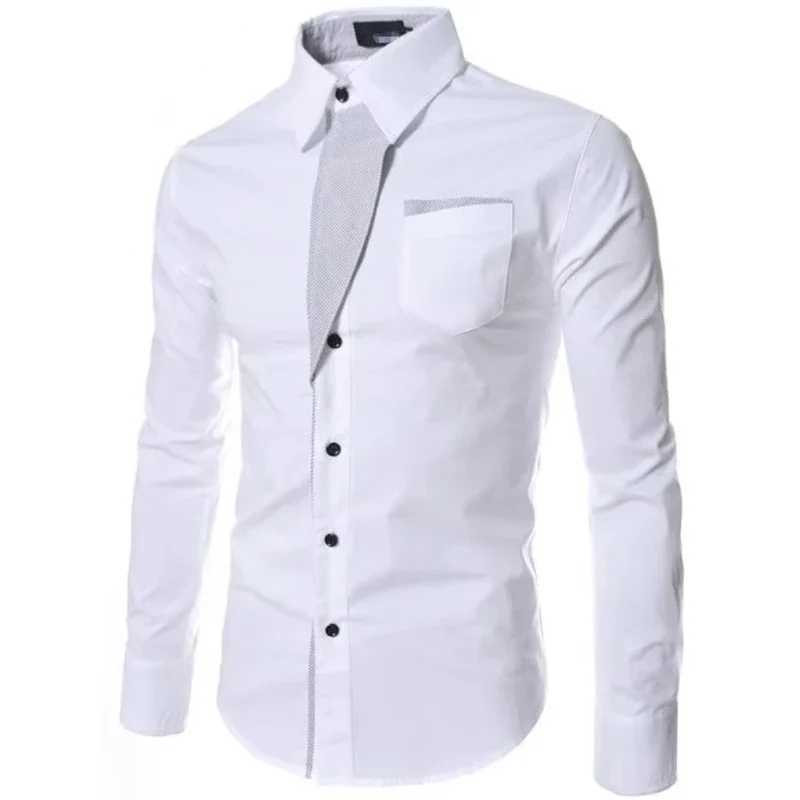 White Striped Shirts Mens 2025 Long Sleeved Business Slim Fit Male Shirt Black Social Clothes Camisa Masculina Vetement Homme Z260805 - view 3
