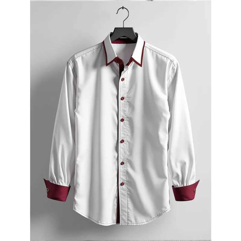 FGKKS New Men Casual White Shirt Fashion Men's Long Sleeve Four Season Elastic Male Business Shirts Z260805