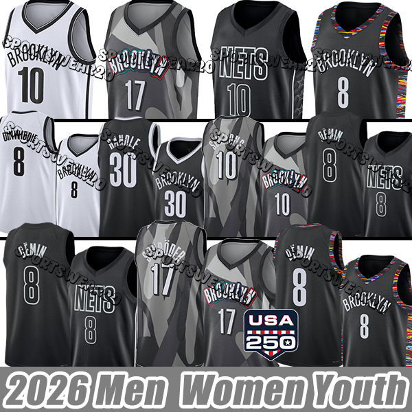Maglia Brooklyn Netss Maglie Da Basket Netsly #24 Thomas #2 Johnson Schroder Zi…