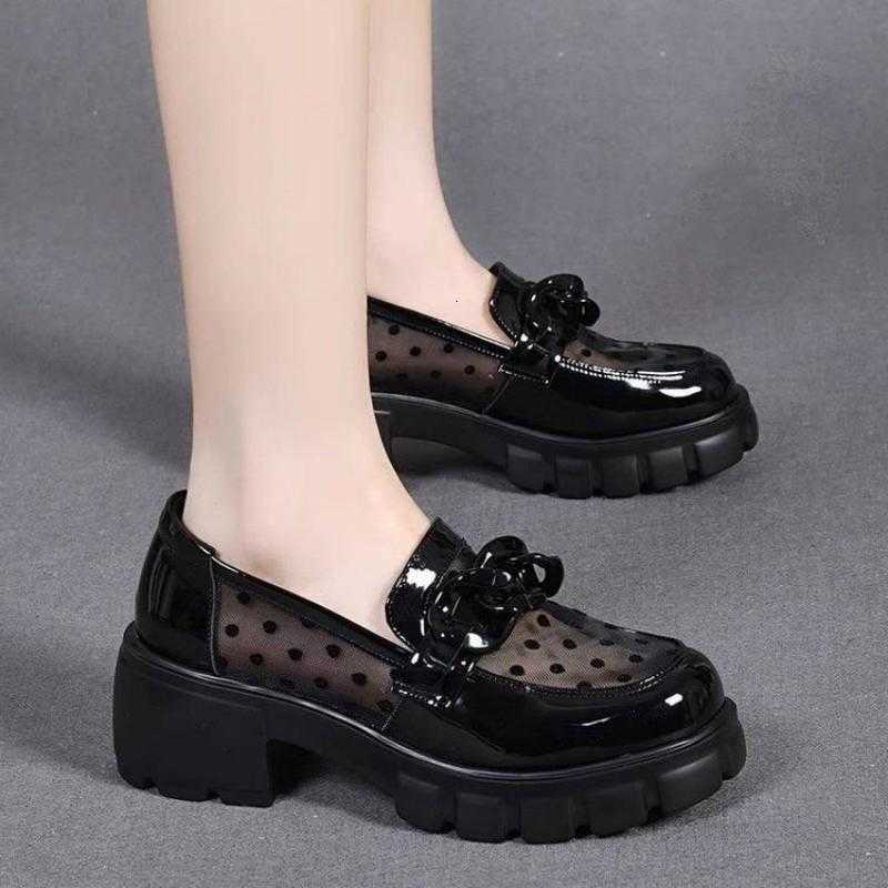 Breathable Women's Loafers | Cut-out Platform Chunky Sole Height Boost | Bow Design for Commute Slimming Effec H260805