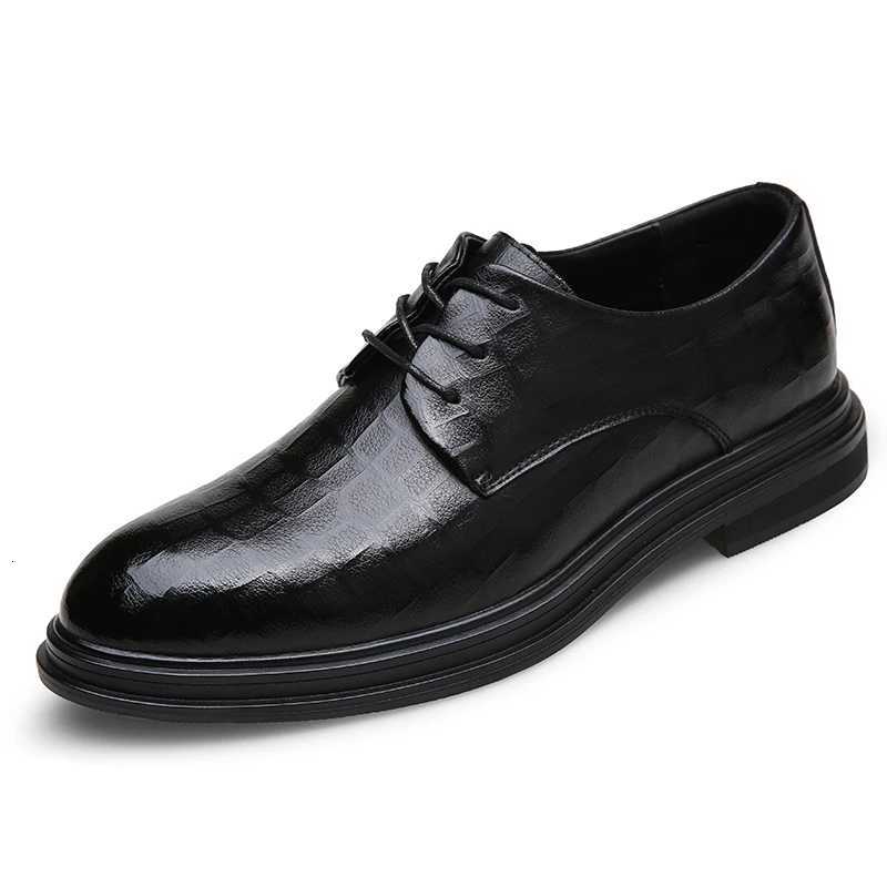 shoes cowhide fashionable casual Men's grid pattern business office men's formal shoes H260805 - view 6