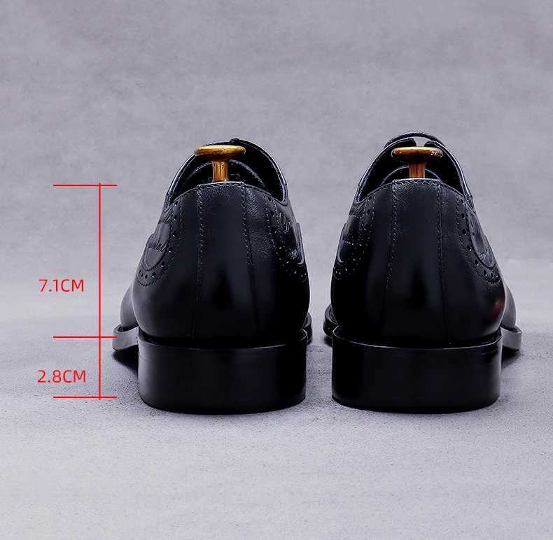 Cowhide British Style Genuine Leather Comfortable Commuting Daily Business Lace-Up Carved Men's Formal Leather Wedding Shoes New H260805 - view 3