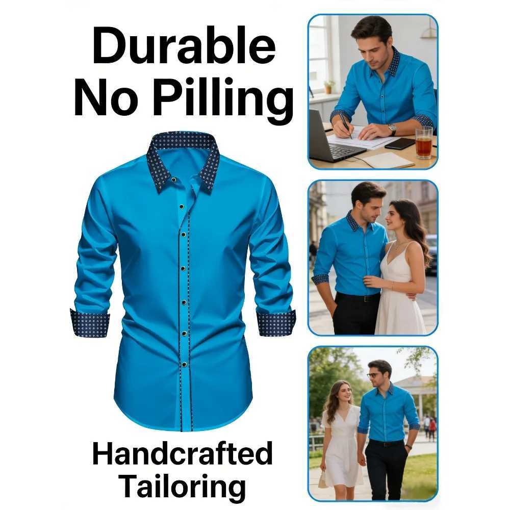FGKKS Men Dress Shirt Brand New Fashion Luxury Long Sleeve Smart Casual Elastic Male Business Shirts Four Season Z260805 - view 6