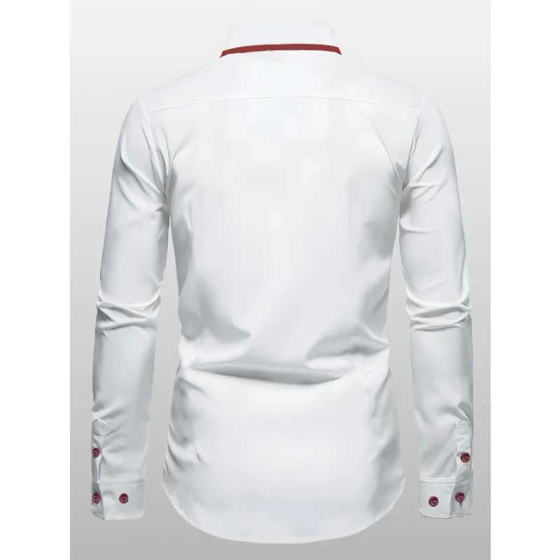 FGKKS New Men Casual White Shirt Fashion Men's Long Sleeve Four Season Elastic Male Business Shirts Z260805