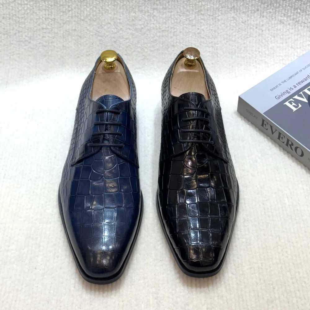 Genuine Derby Shoes Lace-Up Men's Cowhide Pattern Oxford Office Formal Wedding Party Shoes H260805 - view 5