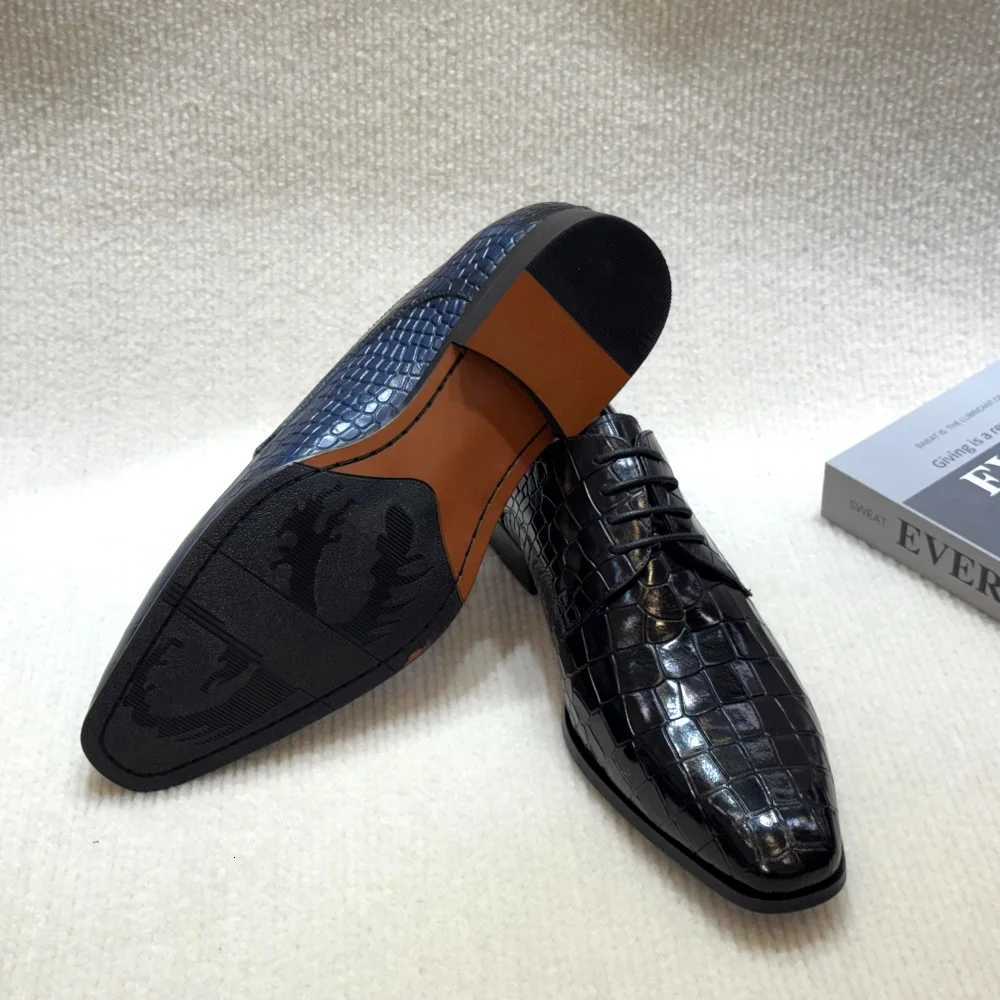 Genuine Derby Shoes Lace-Up Men's Cowhide Pattern Oxford Office Formal Wedding Party Shoes H260805 - view 4