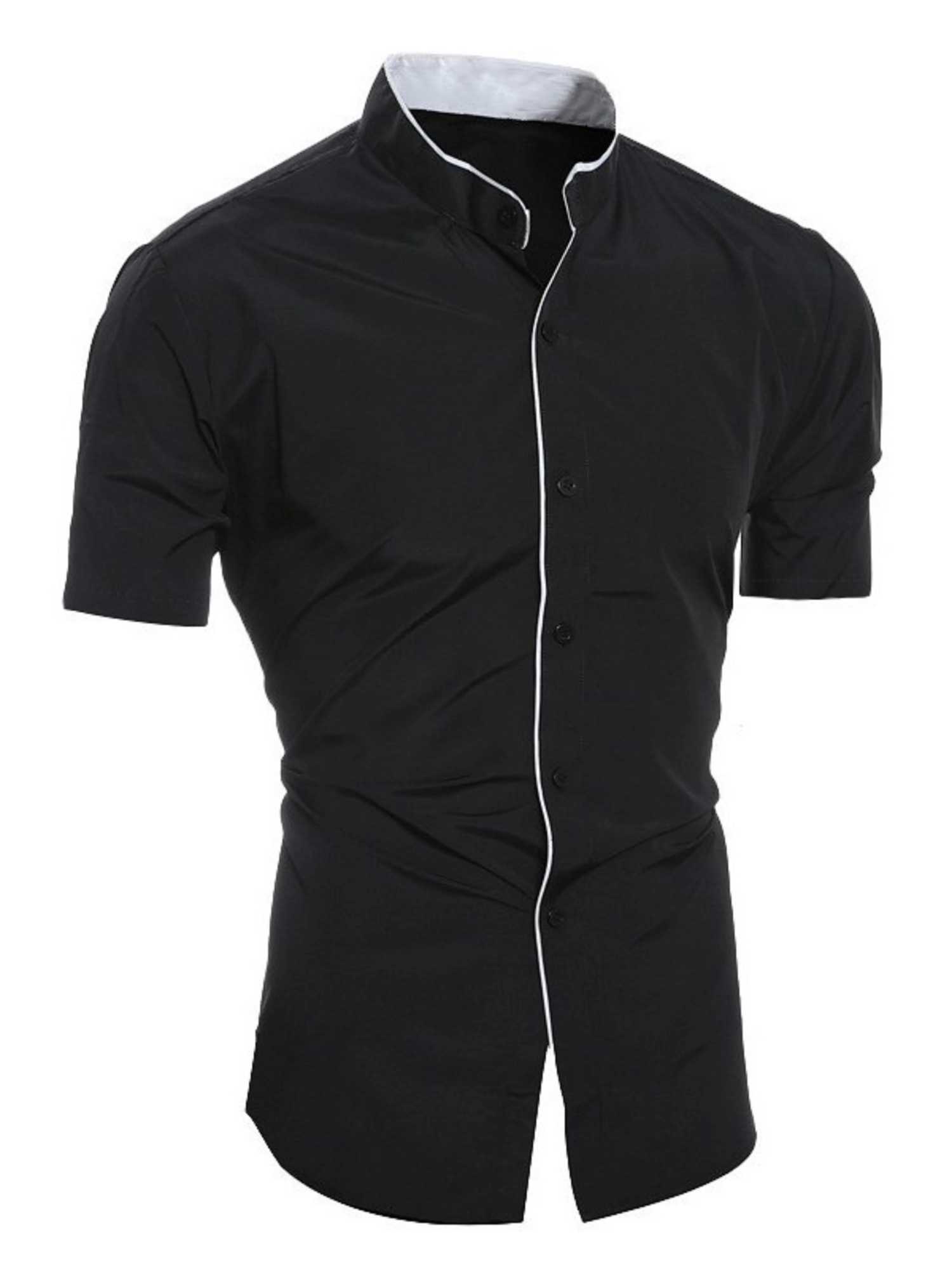Men's summer short-sleeved casual fashion shirt comfortable and breathable slim men's solid color stand-up collar top Z260805 - view 4