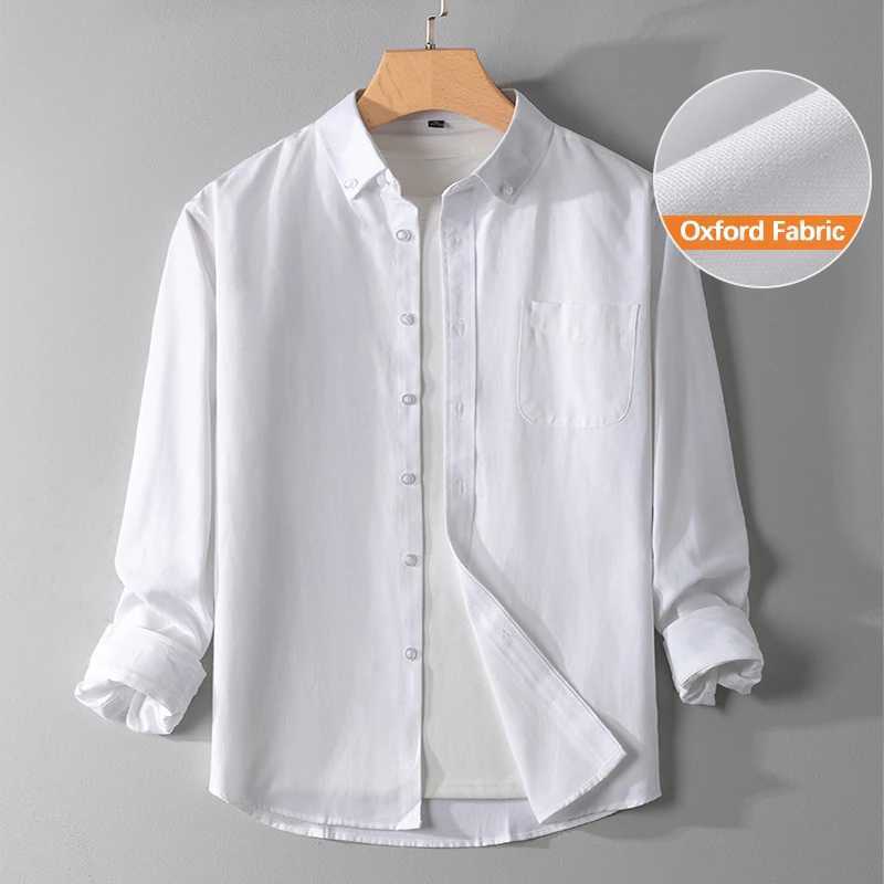 White Oxford Shirt Men's Slim Breathable Anti-Wrinkle Autumn Long Sleeve Business Office Casual Shirts Dress Korean Clothes Z260805