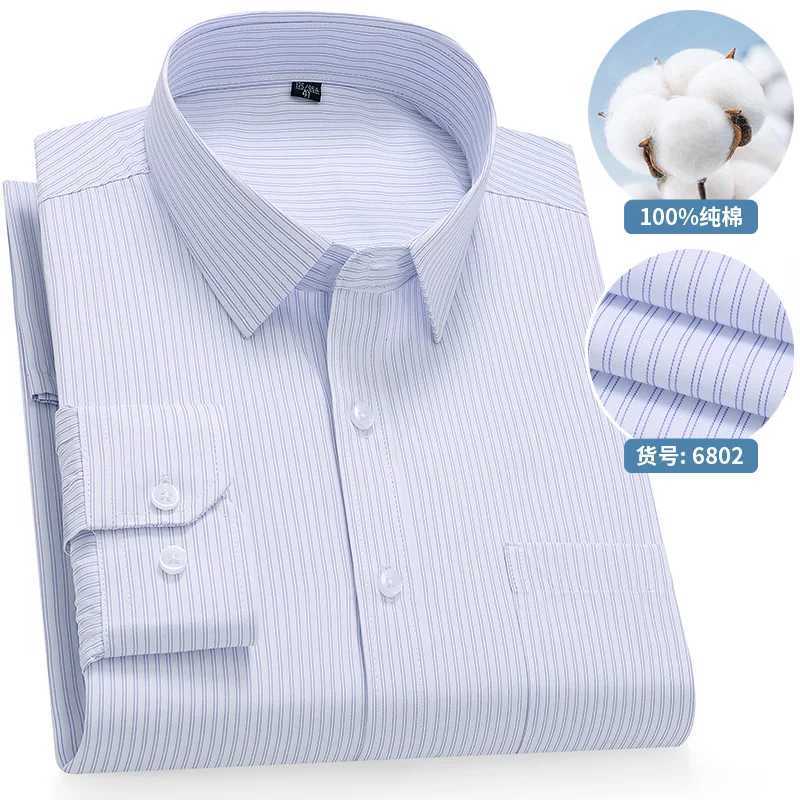 High Quality 100% Cotton Men's Shirts Long Sleeve Slim Fit Business Formal Striped Shirt Social Male Clothing Plus Size 8XL 7XL Z260805