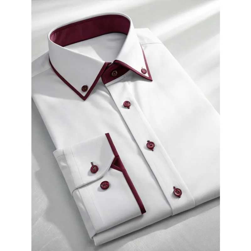 FGKKS New Men Casual White Shirt Fashion Men's Long Sleeve Four Season Elastic Male Business Shirts Z260805