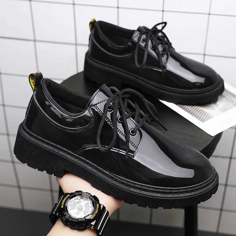 Designer 2024 Spring Autumn New Men's Dress Shoes Fashion Business Formal Bright Face Patent Leather Black Derby Shoes for Men H260805 - view 3