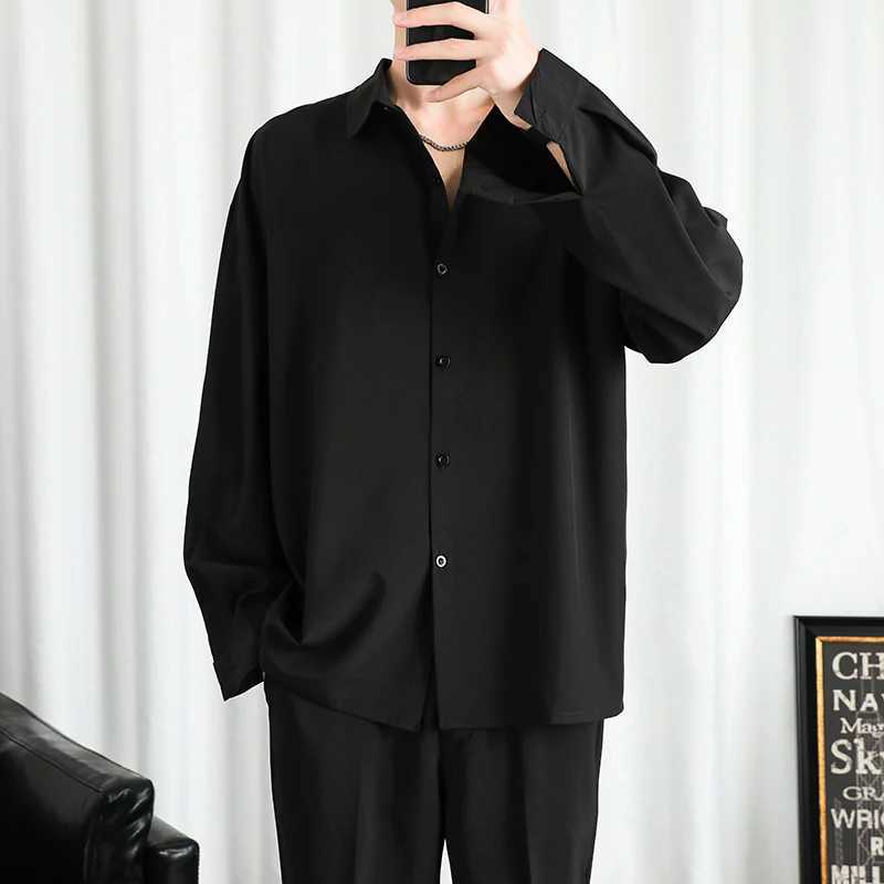 Shirt Men Solid Long sleeved Shirt For Men Korean Fashion Shirts Comfortable Blouses Casual Loose Classic Single Breasted Shirt Z260805