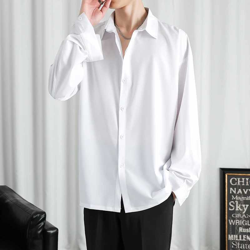 Shirt Men Solid Long sleeved Shirt For Men Korean Fashion Shirts Comfortable Blouses Casual Loose Classic Single Breasted Shirt Z260805