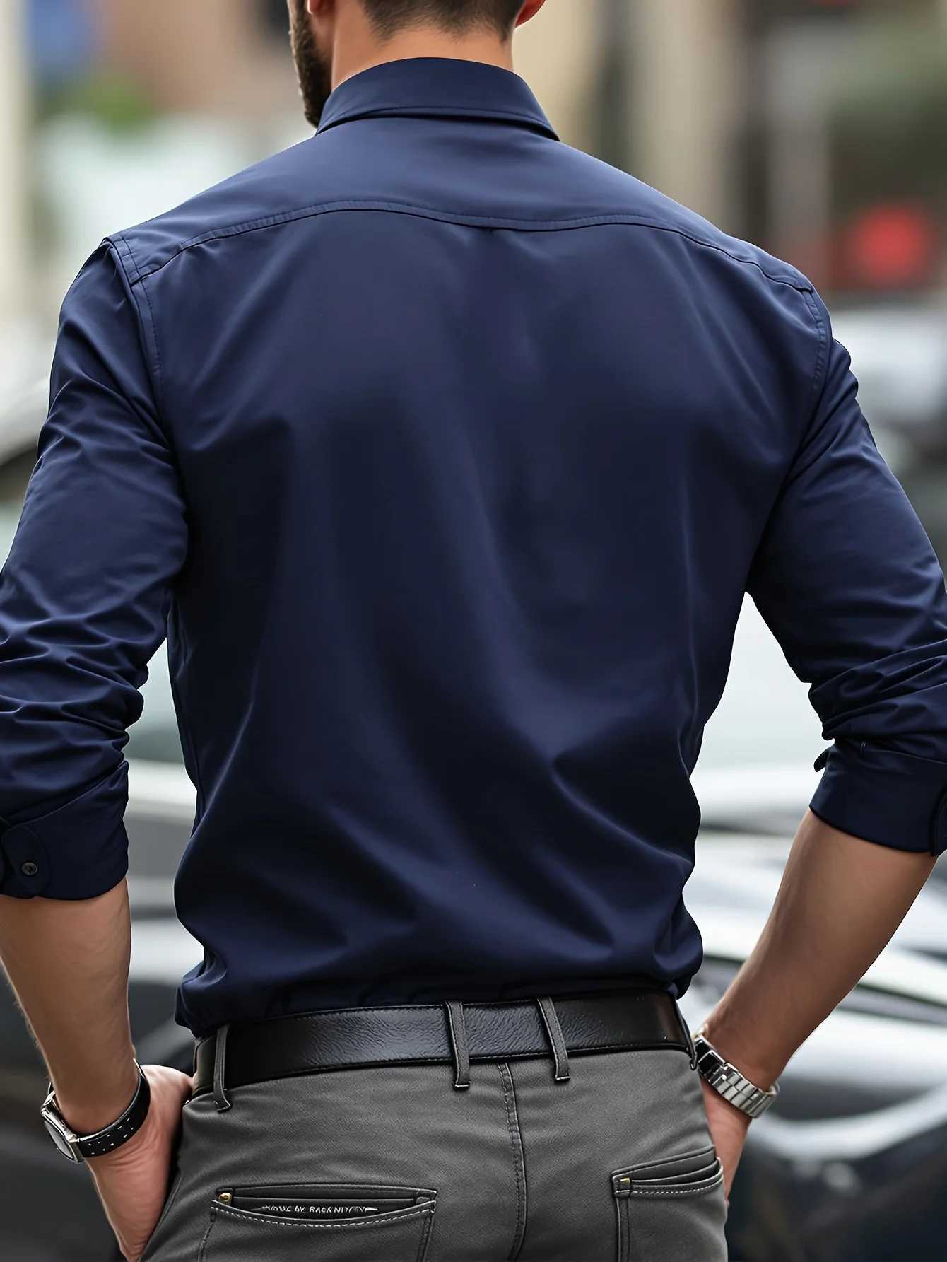 New Men Shirt Elegant Fashion European Long Sleeve Classic Smart Casual Elastic Anti-pilling Male Business Dress Shirts Z260805 - view 6