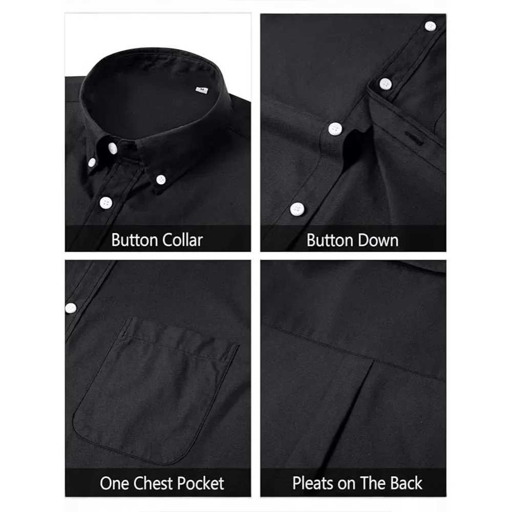 Men's Long Sleeve Shirts Solid Color Oxford Shirt Men's Button Up Shirt with Pockets Men Shirts Business Dress Shirt Z260805 - view 6