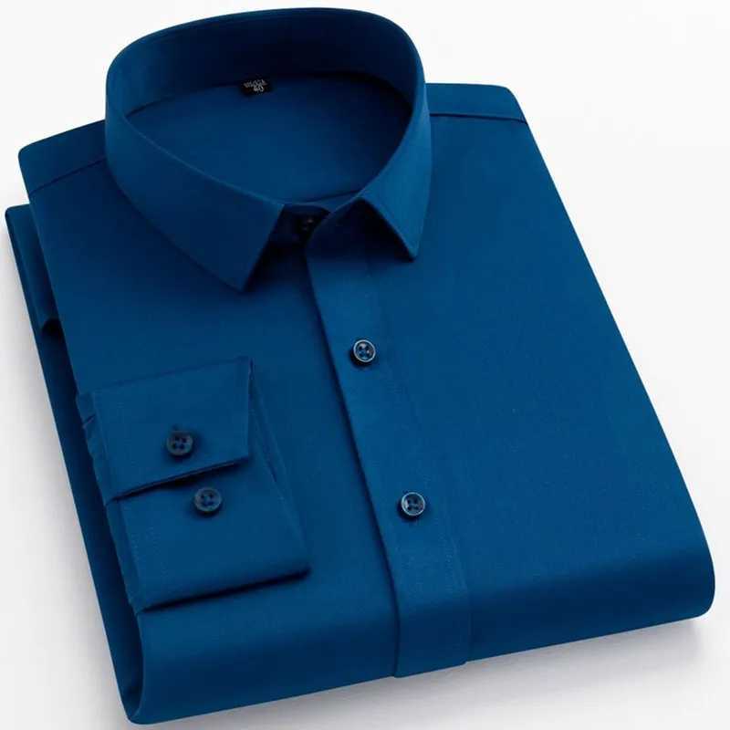 BAMBOOPLE Non-iron Office Shirts for Men Latest Anti-wrinkle Soft Business Without Pocket Smart Causal Purple Slim Fit AEchoice Z260805 - view 5