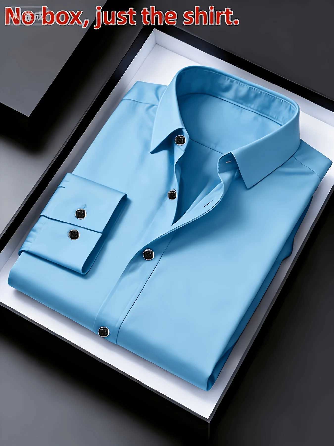 Men'S Elegant Black Long-Sleeve Geometric Pattern Shirt - Slim Fit Lightweight Polyester Fabric Suitable for Casual And Fo Z260805 - view 6